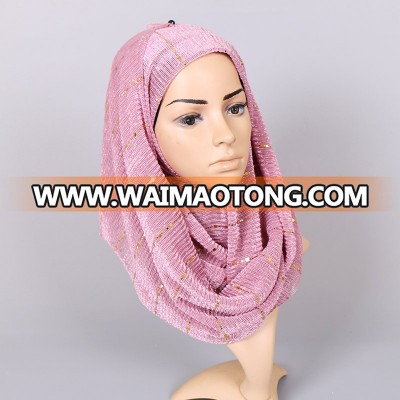 Wholesale 2018 hot sale crumple shimmer hijab high quality 23 colors luxury glitter sequin crinkle women muslim scarf