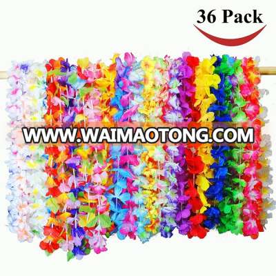 Wholesale 2017 most popular hawaii flower lei fashion 36counts tropical hawaiian luau flower lei for colorful party favors